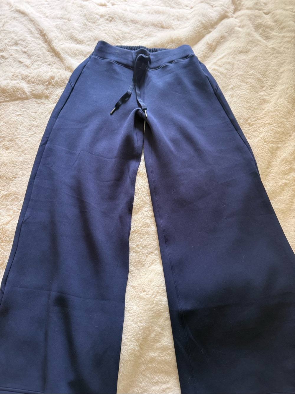 Spanx Navy Wide-Leg Sweatpants with Drawstring